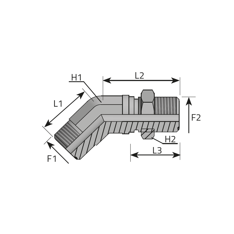 45° BULKHEAD ADAPTOR MALE ORFS - MALE ORFS -