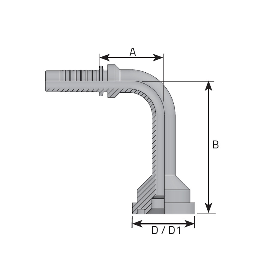 FLANGE CODE 61 - 3000 PSI - 90° ELBOW (LONG DROP)