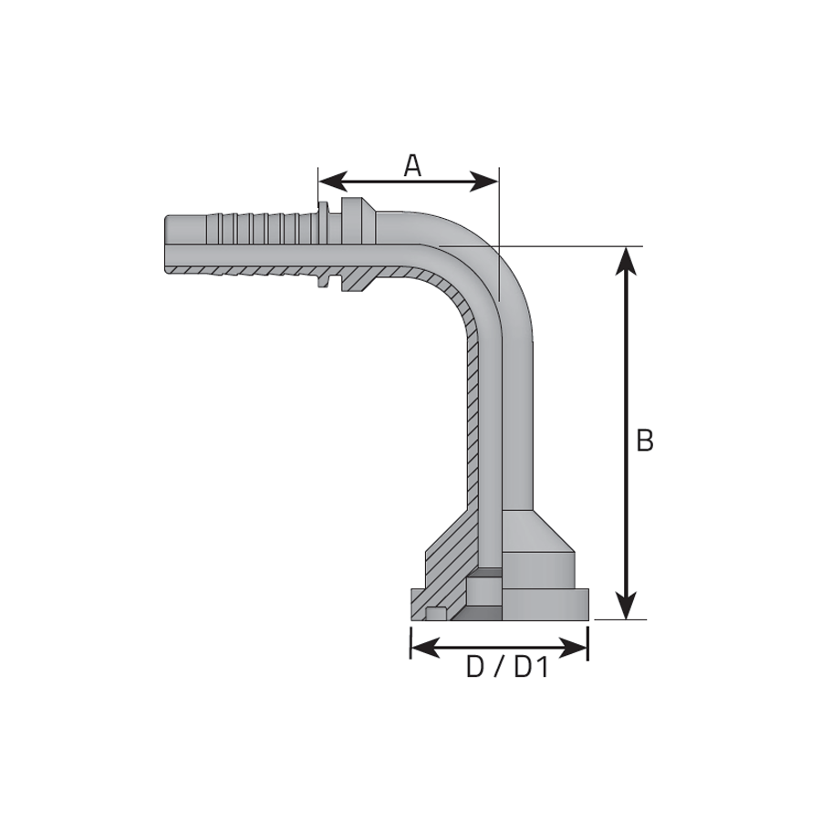 FLANGE CODE 62 - 6000 PSI - 90° ELBOW (LONG DROP)
