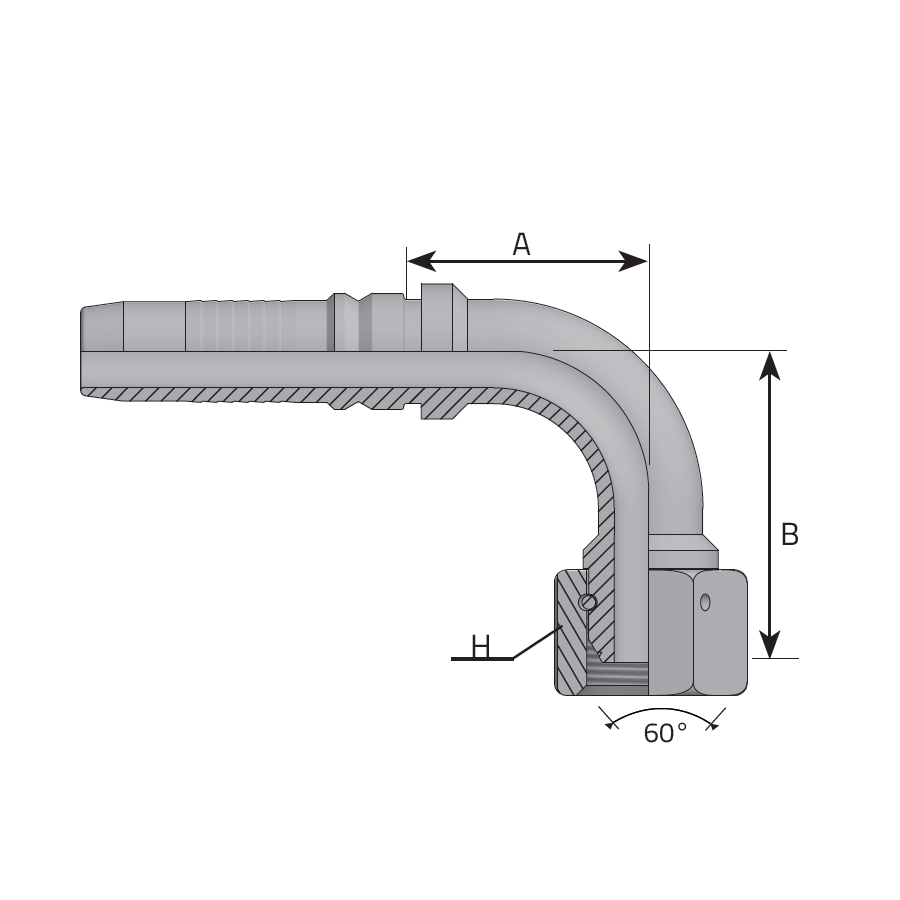 INTERLOCK BSPP FEMALE 90° (O-RING) - THURST-WIRE NUT
