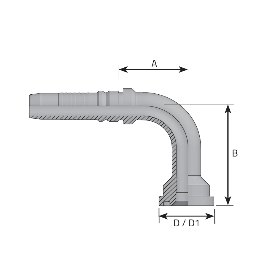 INTERLOCK FLANGE CODE 62 - 6000 PSI - 90° ELBOW (LONG DROP)