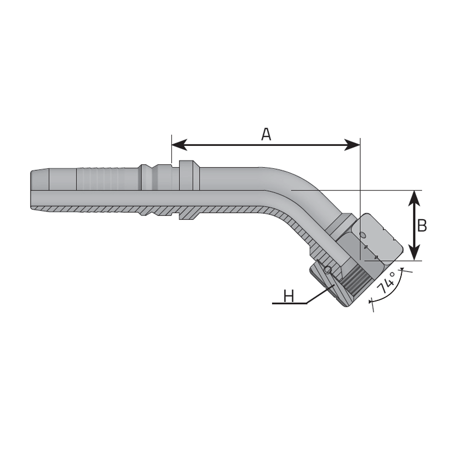 INTERLOCK JIC 37° FEMALE - 45° ELBOW