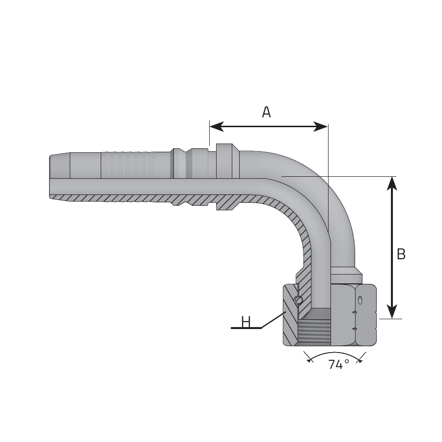 INTERLOCK JIC 37° FEMALE - 90°