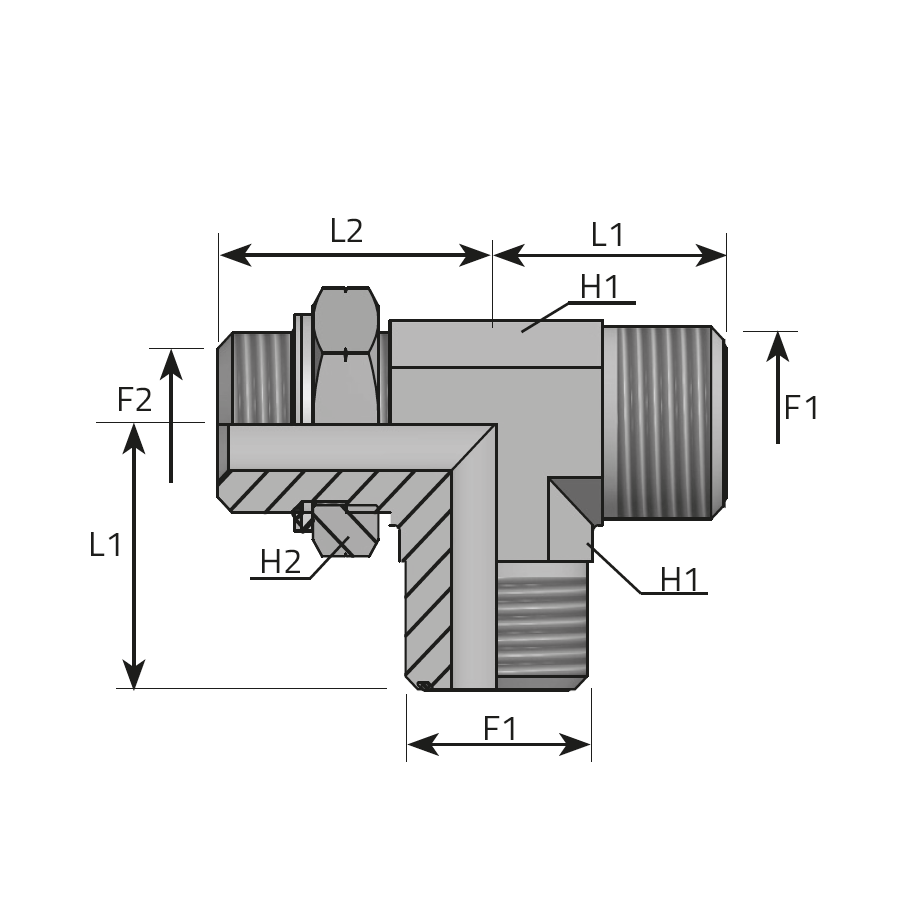 RUN TEE MALE ORFS - ADJUSTABLE METRIC MALE WITH O-RING -  Vitillo